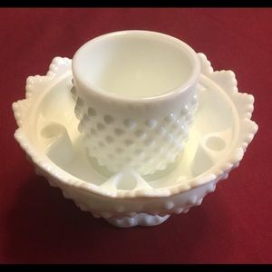 Fenton White Hobnail Candleholder Candle Holder